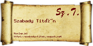 Szabady Titán névjegykártya
